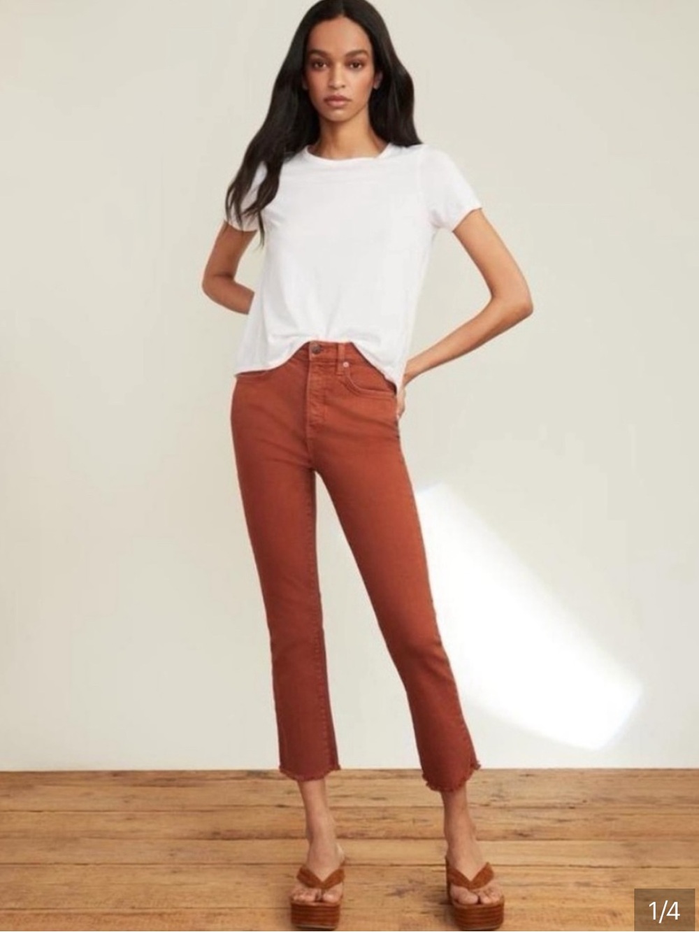 Veronica Beard Carly Kick Flare High Rise Jean Rust Womens 25
